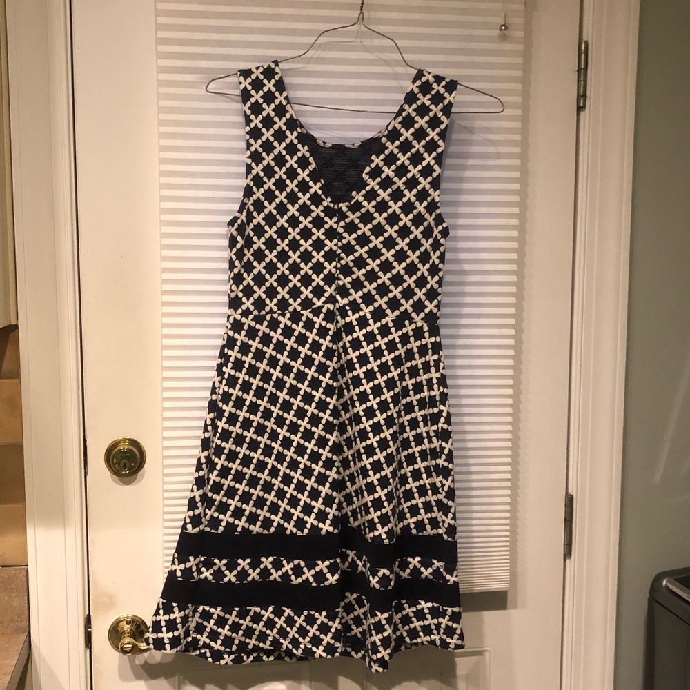 Mauvette Navy and White Pattern Dress - Picture 2 of 3